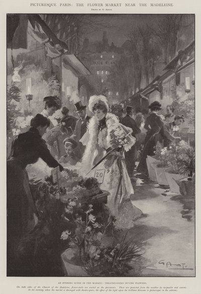 Picturesque Paris, the Flower Market Near the Madeleine by G.S. Amato